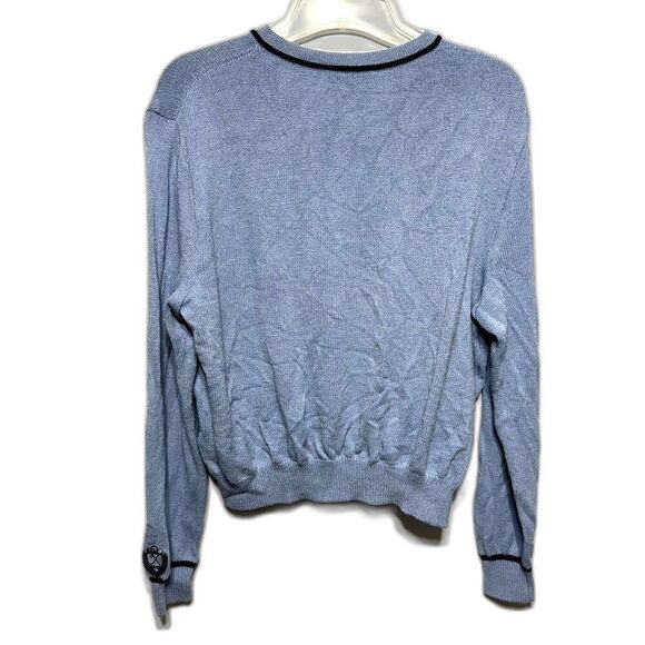 St. John Sport Sweater Wool Blend Light Blue V-Neck Tight Knit Womens sz Large - Picture 12 of 12